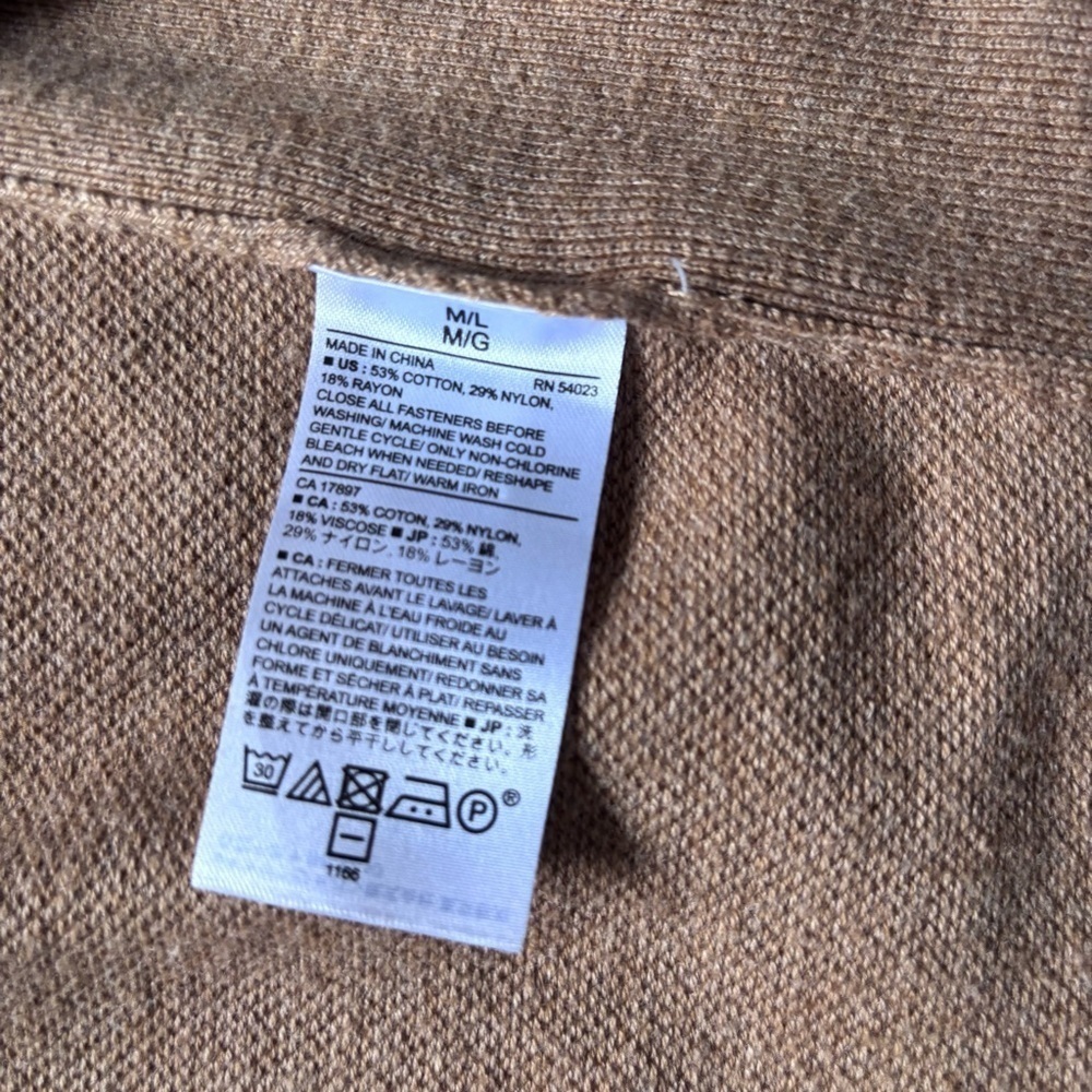Banana Republic tan cotton blend cape poncho sweater size M/L - Picture 9 of 11
